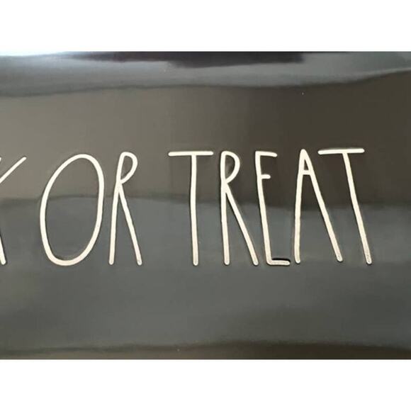 Rae Dunn Vintage Trick Or Treat Black White Platter- M Stamped HTF - Picture 5 of 5